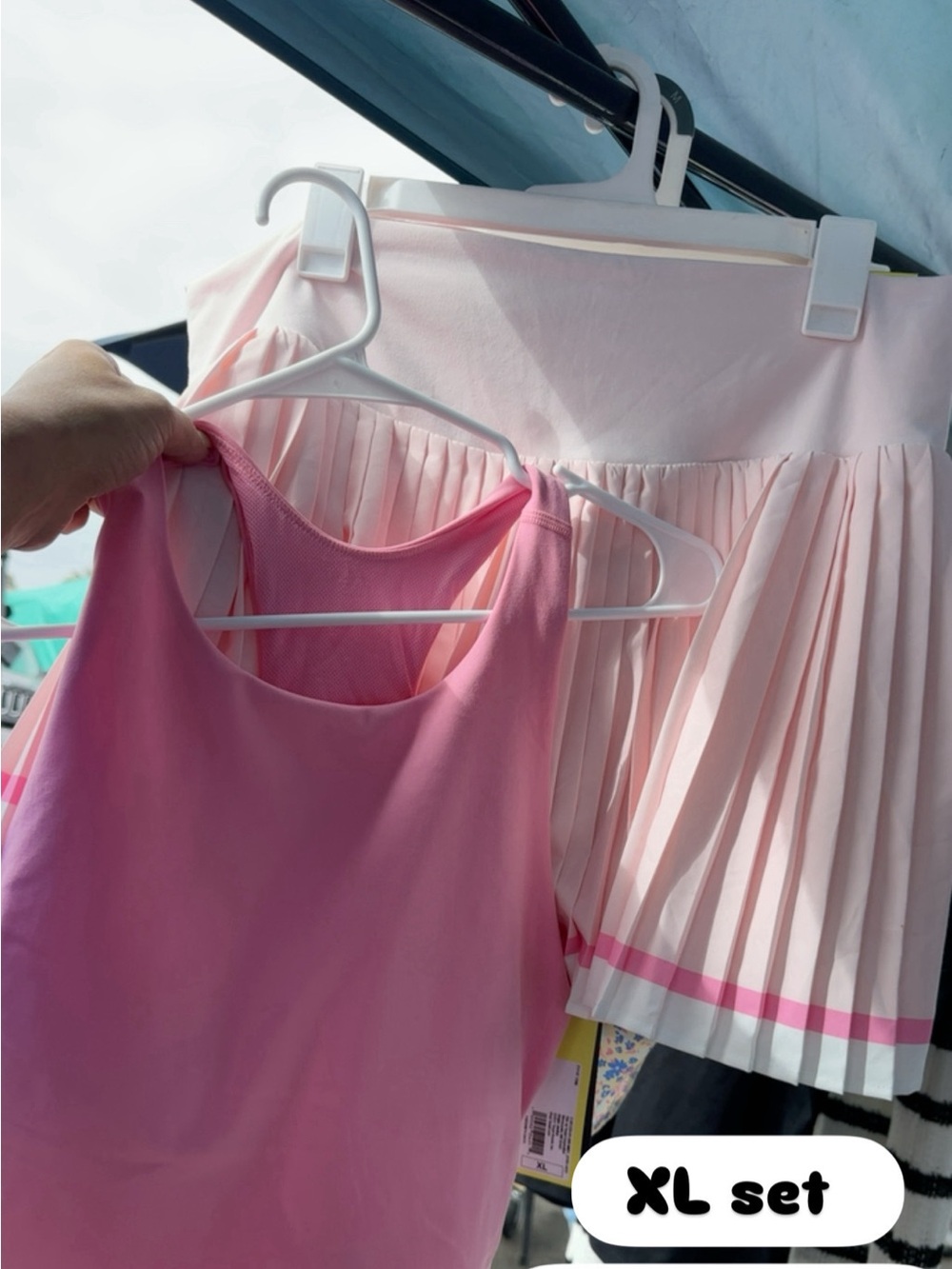 Pink Tank Top and Pleated Skort set -